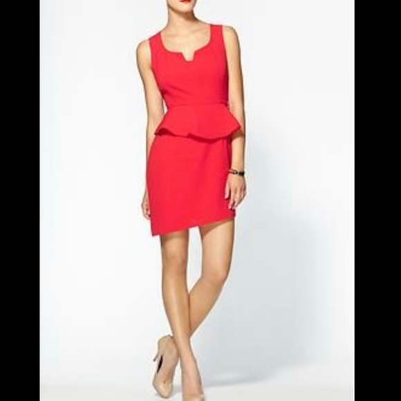 Red Cocktail Dress with Peplum Waist - Picture 5 of 8